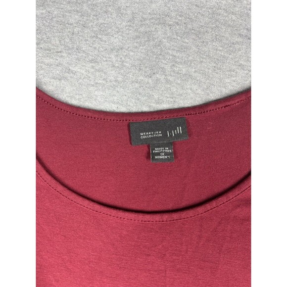 J.JILL Top 1X Tunic Wearever Collection‎ Rayon Maroon - Picture 2 of 6